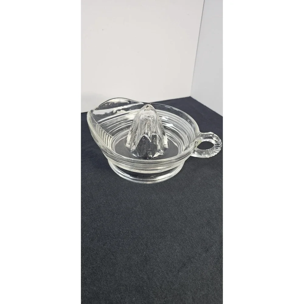 Vintage Clear Glass Citrus Juicer Orange Lemon Lime Juice Reamer Ribbed Art Deco